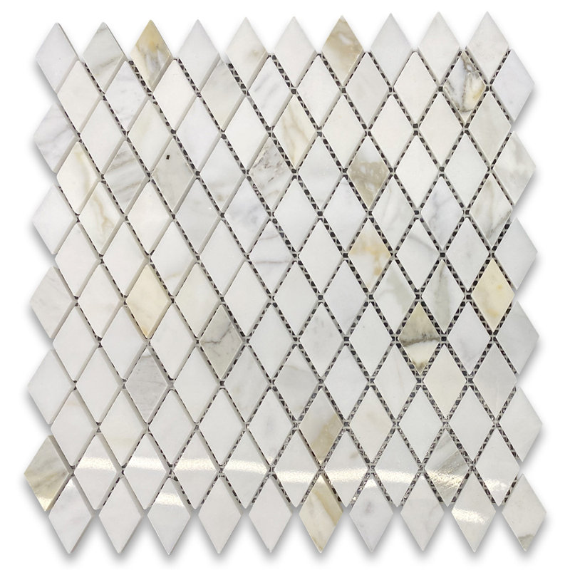 Calacatta 12" x 12" Marble Mosaic Tile, White/Gray