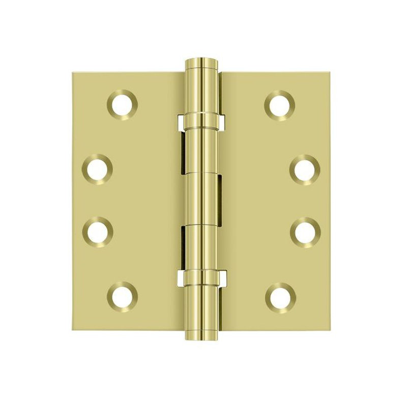 Charnières carrées, roulement à billes 4 po x 4 po Deltana DSB4B3 en laiton poli, Laiton poli