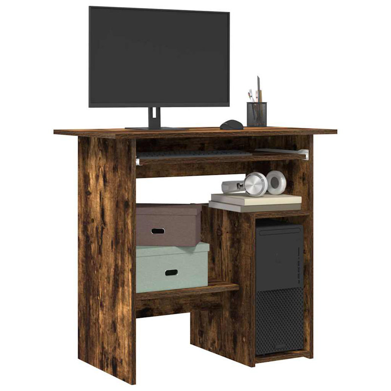 vidaXL Desk Office Workstation Working Table Computer Desk Engineered Wood, Smoked Oak