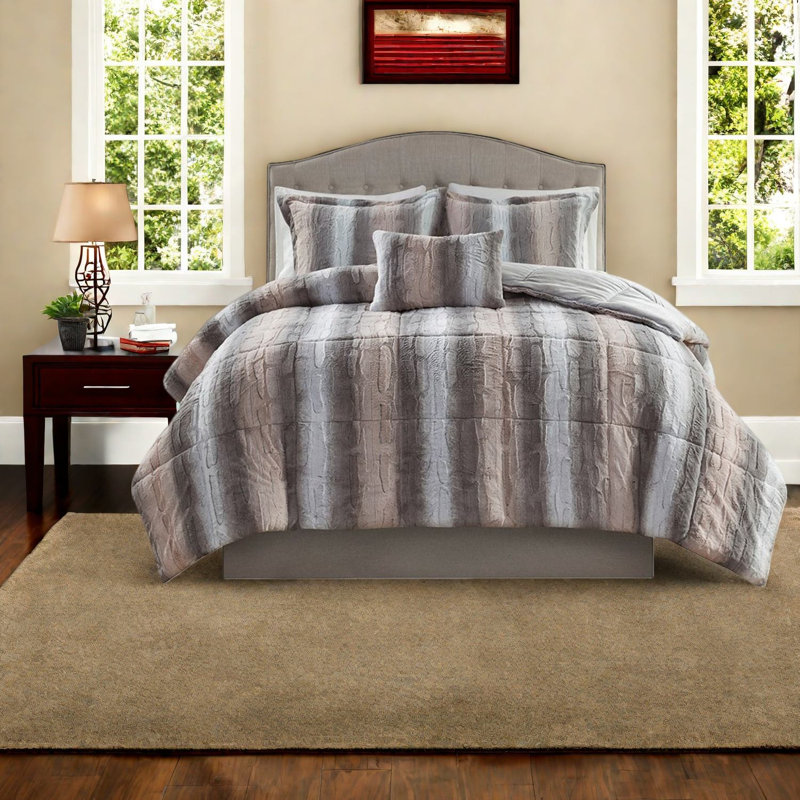 Ensembles de literie luxueux en fausse fourrure, édredon en polyester avec style décoratif