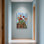 Plantes et fleurs, tulipes dans des livres, vitrail