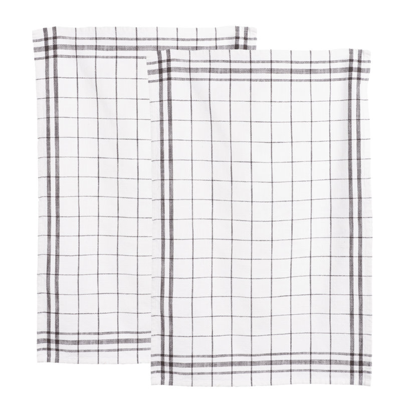 Soverall Cotton Plaid Kitchen Towel Linen Set, Raven