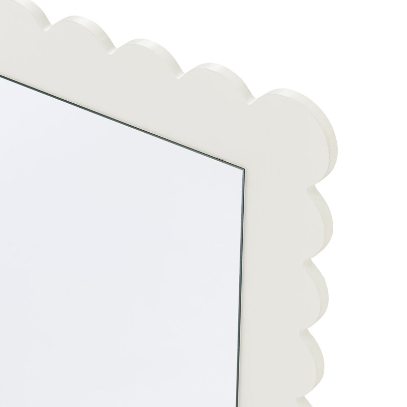 Emmeline Scalloped Rectangle Wall Mirror, 36.22" x 22.44", White