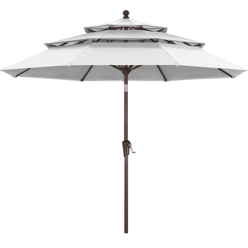 Parasol de marché en oléfine 9 'à 3 niveaux avec inclinaison et manivelle, Blanc nuage