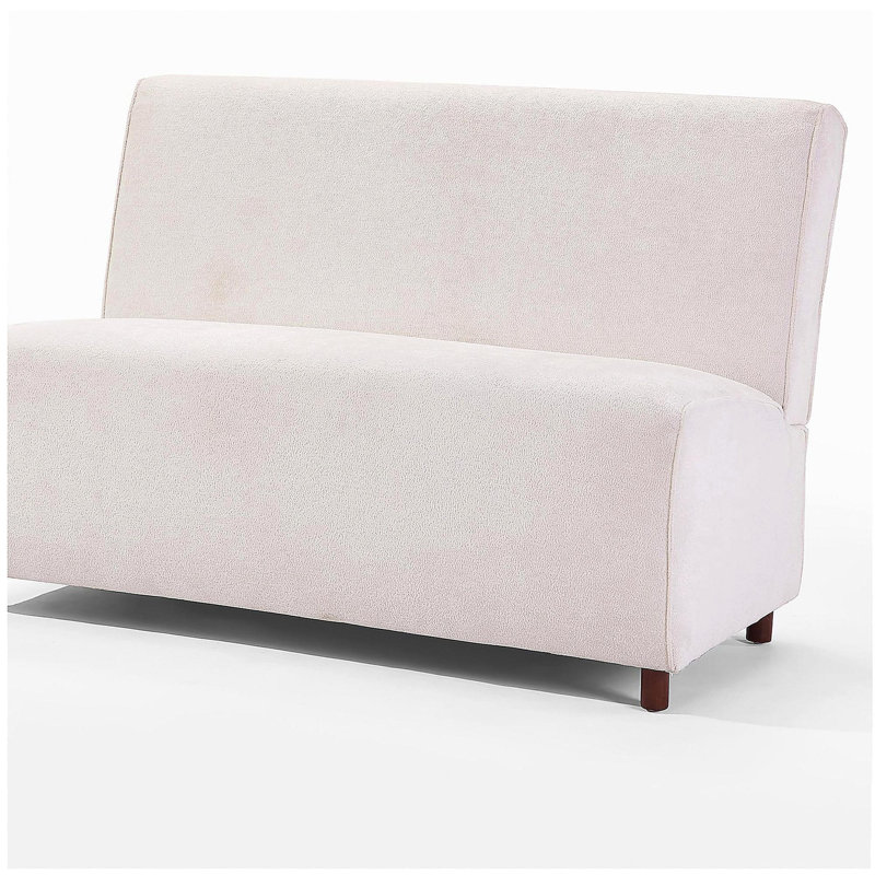 Causeuse en tissu 49 po - Housse en boucle beige 49 po - Coussin éponge haute densité 25D, pieds brun clair, canapé moderne pour le salon