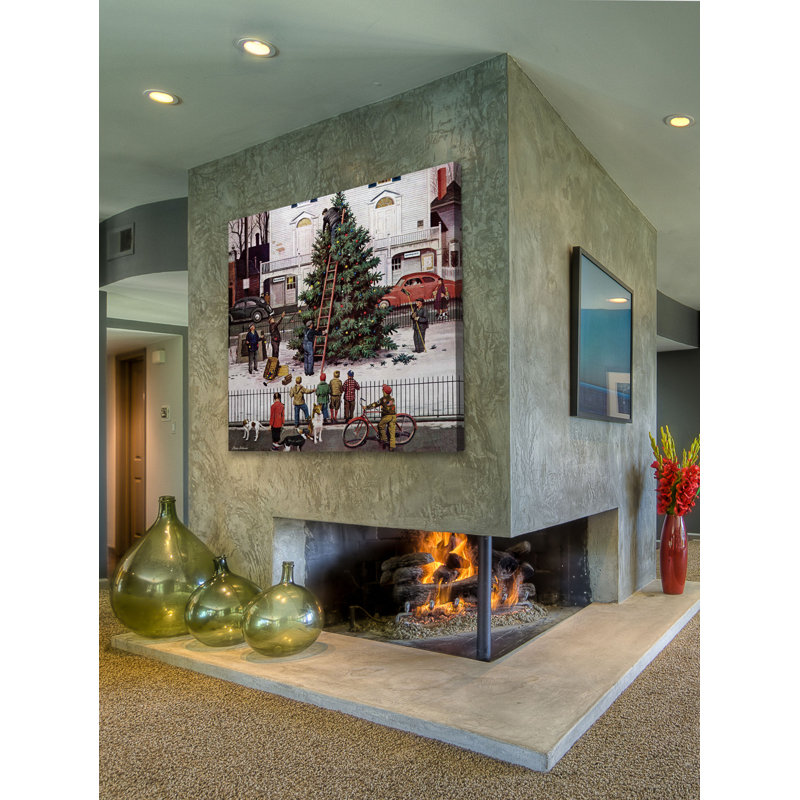 Tree In Town Square by Stevan Dohanos - Wrapped Canvas Painting, 45cm H x 45cm W