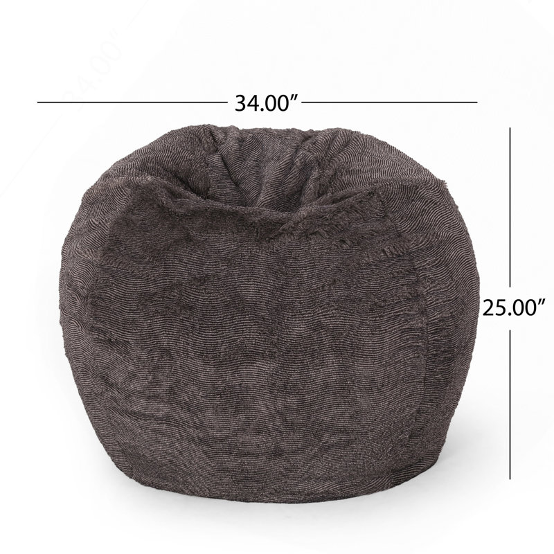 Fauteuil à billes arrondi en fausse fourrure 3 pieds Vida, brun / beige, H 25 po x l 34 po x P 34 po, Fausse fourrure brune