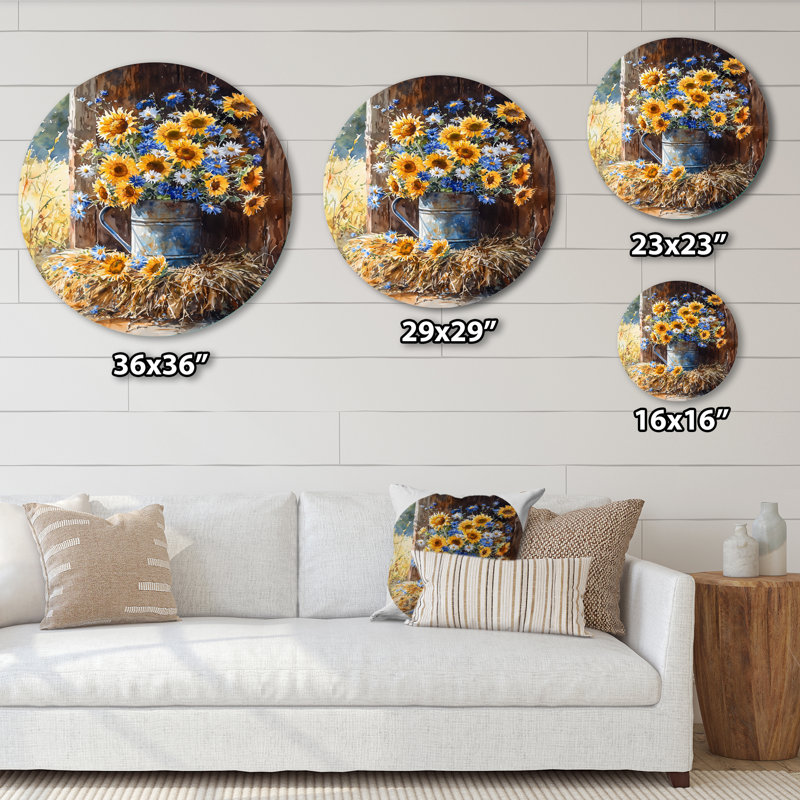 Perkinson - Assortiment de bouquets de fleurs muraux ronds, H 16 po x l 16 po