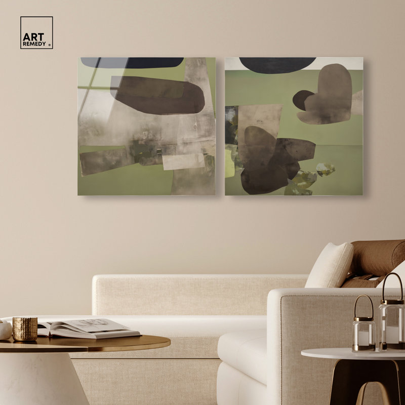 Ensemble d'art mural de salon Olive Fields, 40"H x 40"W, High-Gloss Acrylic Print