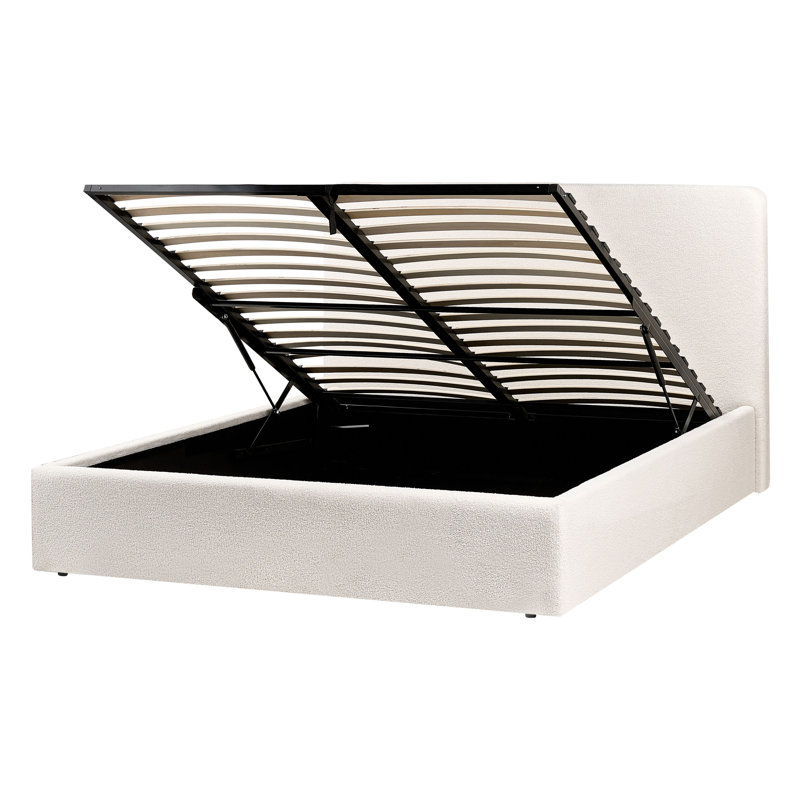 Upholstered Lift Up Storage Ottoman Bed, European Double (140 x 200 cm), White