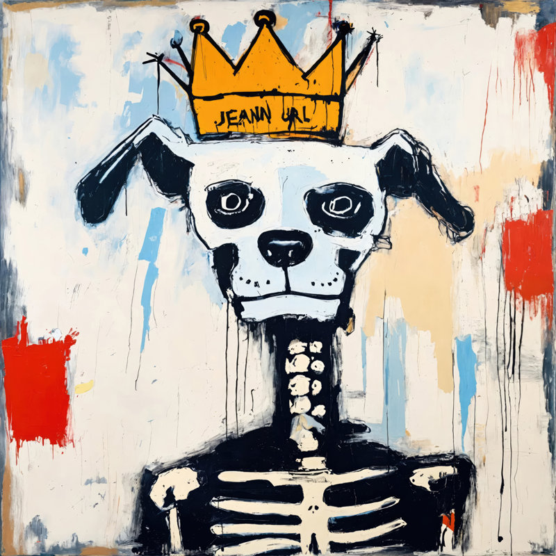 Chien 6-Hommage-Basquiat, estampe numérique sur toile tendue avec châssis, H 24 po x l 24 po