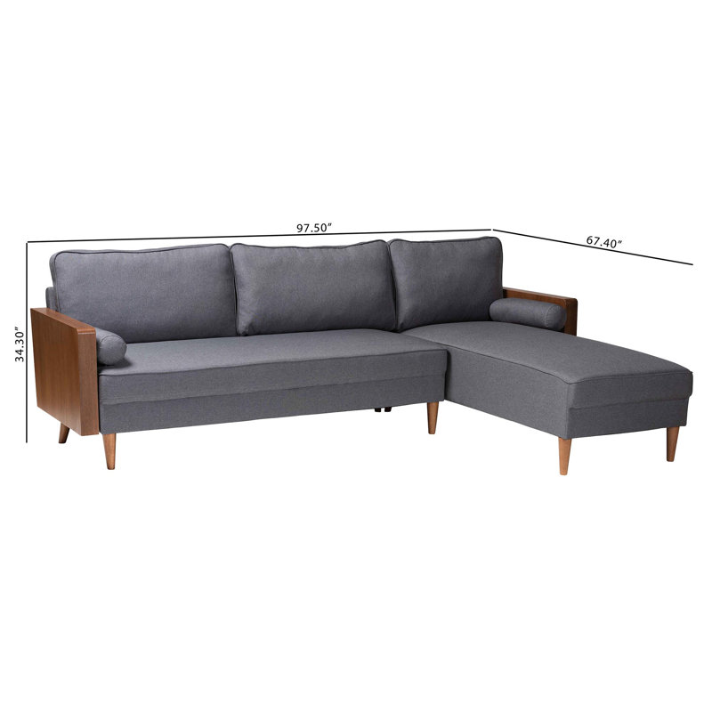 Canapé modulaire Worthen, Tissu gris, mélange de polyester