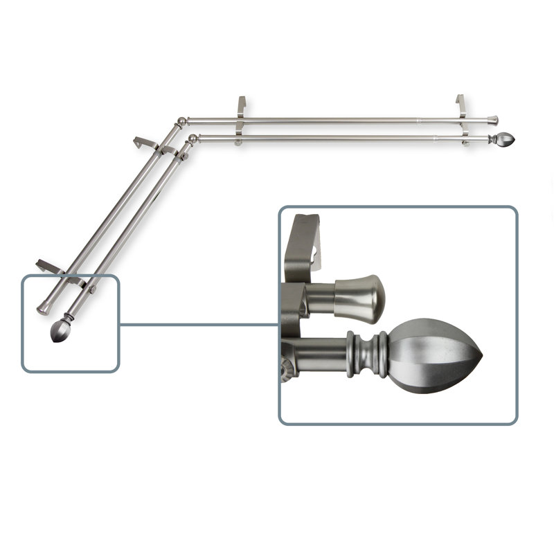 Judi Double Curtain Rod, 66" - 120", Satin Nickel
