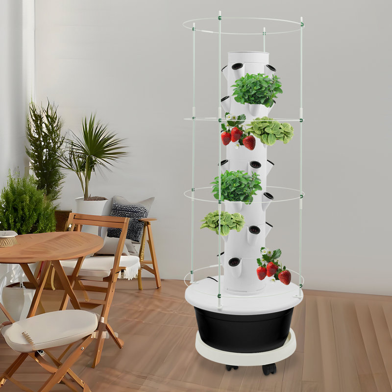 Ensemble de jardin vertical à 7 trous à 28 trous avec treillis d'escalade, Noir, H 55,9 po x l 20,86 po x P 20,86 po