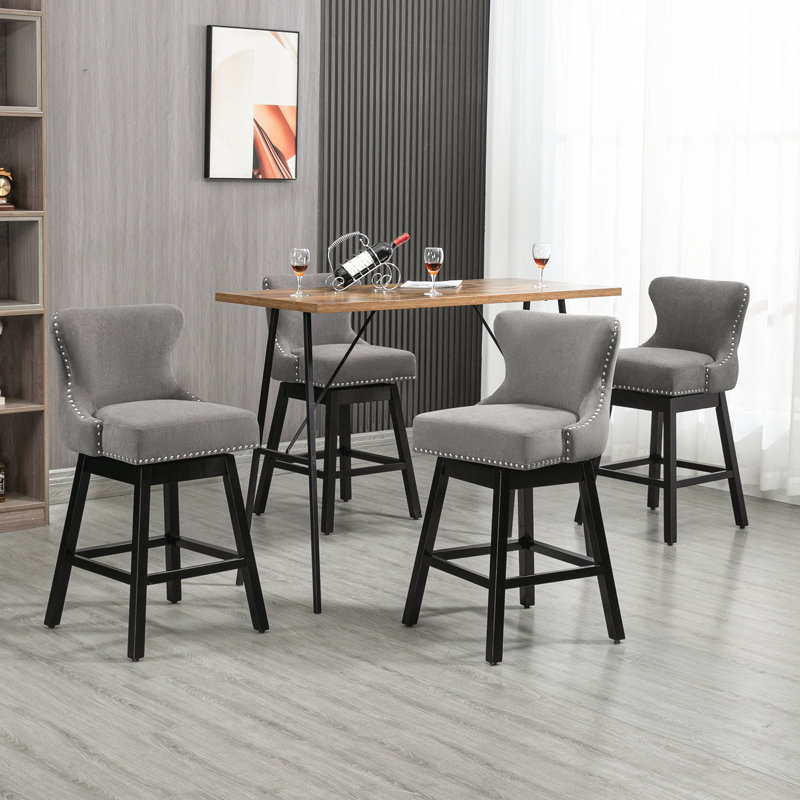 Angelicamae Unfinished Swivel 29'' Stool, 4, Gray