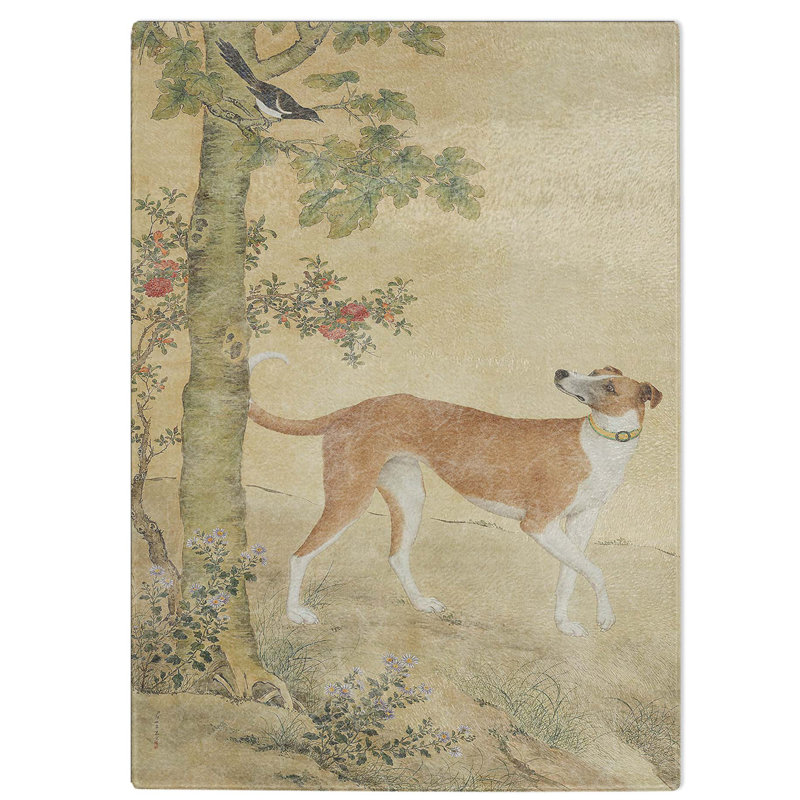Tempered Glass Bird and Dog Chopping Board, 20 cm W x 28.5 cm L