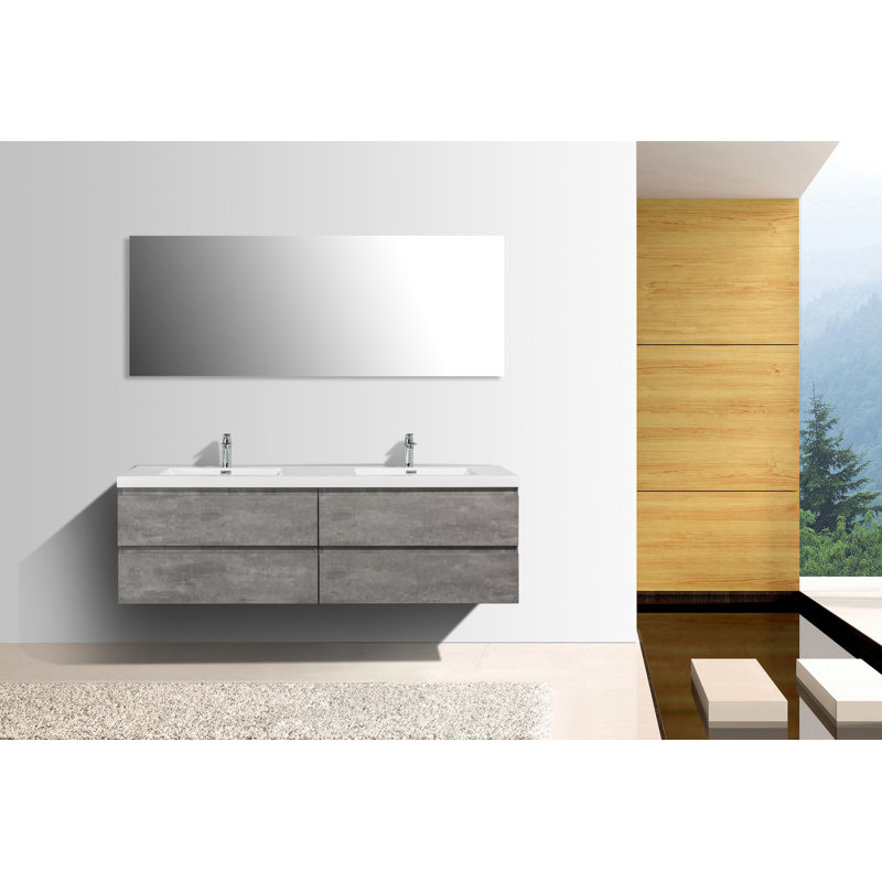 Ensemble de meuble-lavabo double mural 71 po Janyah