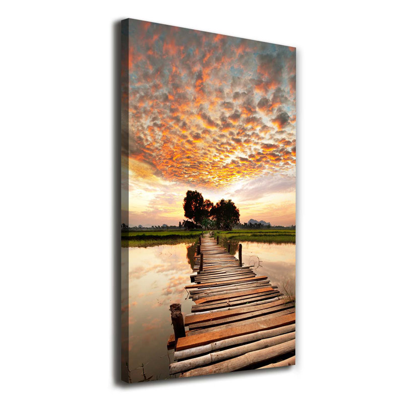 Hahira Wooden Bridge - Wrapped Canvas Print