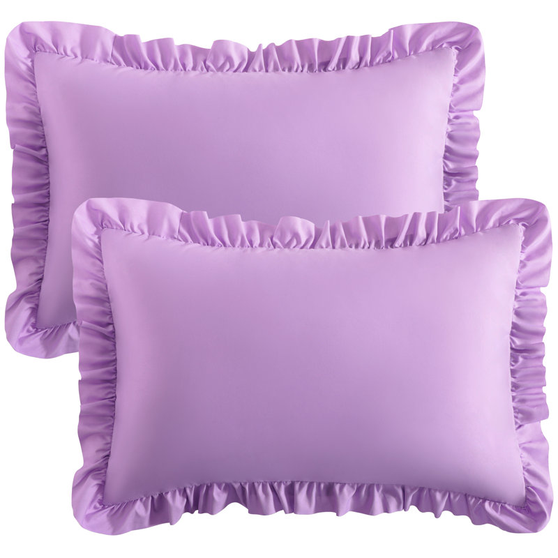 Taies décoratives à volants en microfibre brossée, taies décoratives à fermeture d'enveloppe, paquet de 2, King (20" x 36")