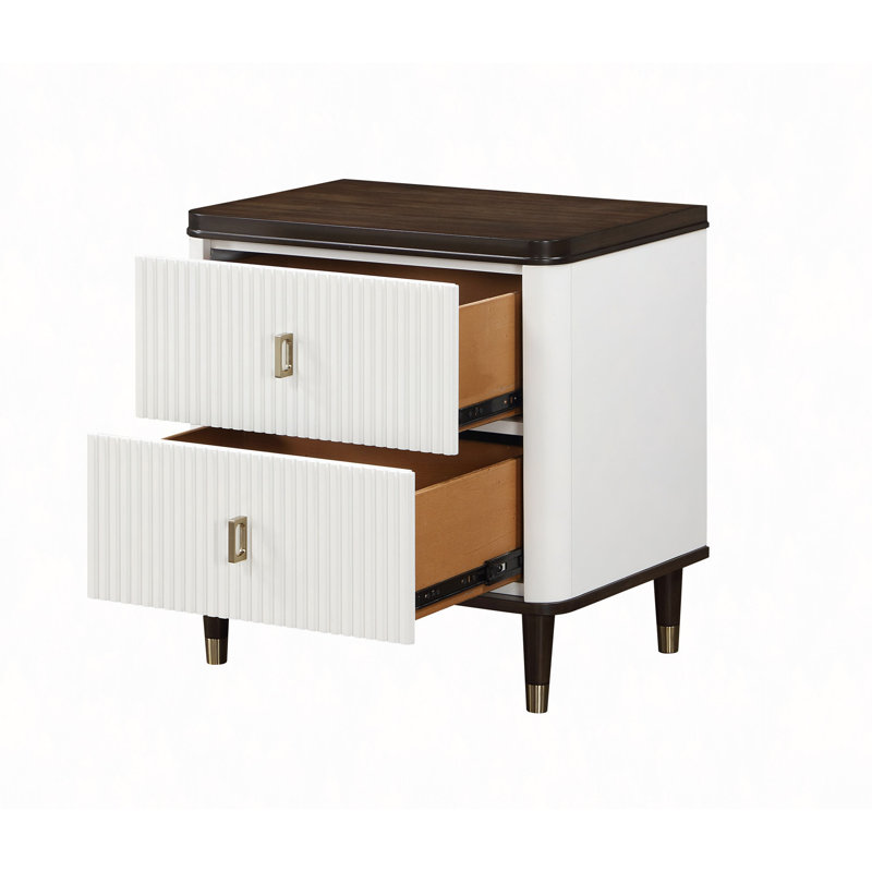 Table de chevet, table de chevet 2 tiroirs avec port USB