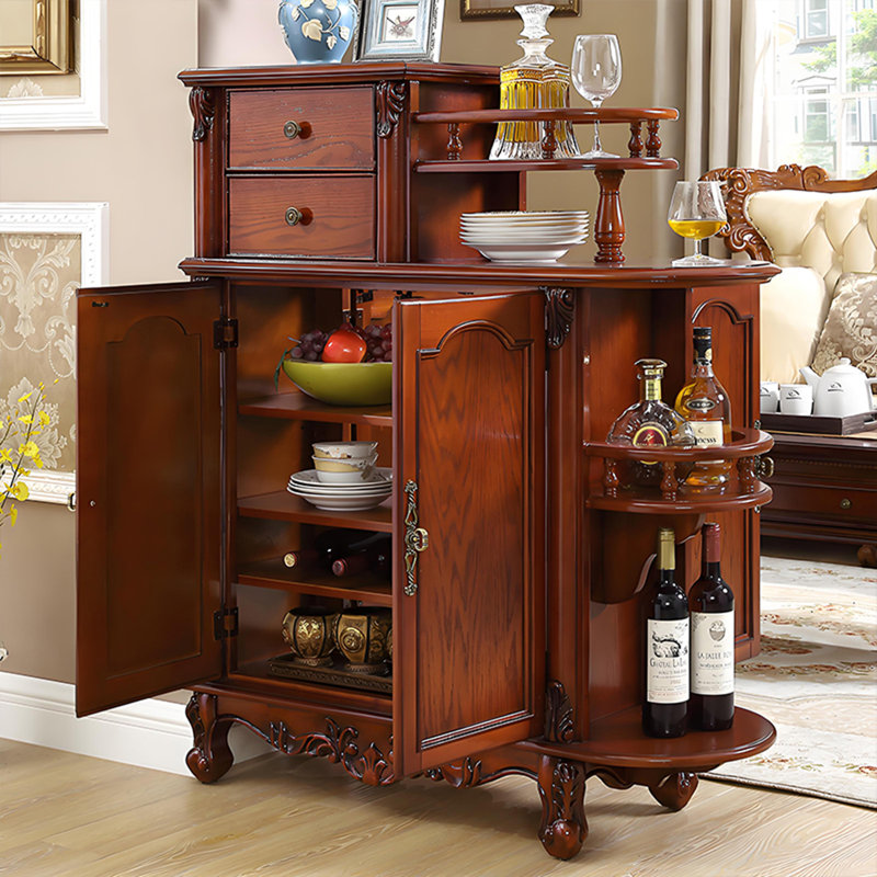 41.34"Brown Solid Wood Rubberwood Entryway Cabinet,2-drawer