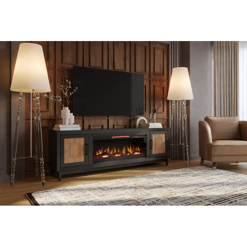 Meuble télé avec foyer pour téléviseur, H 29 po x l 70 po x P 17 po