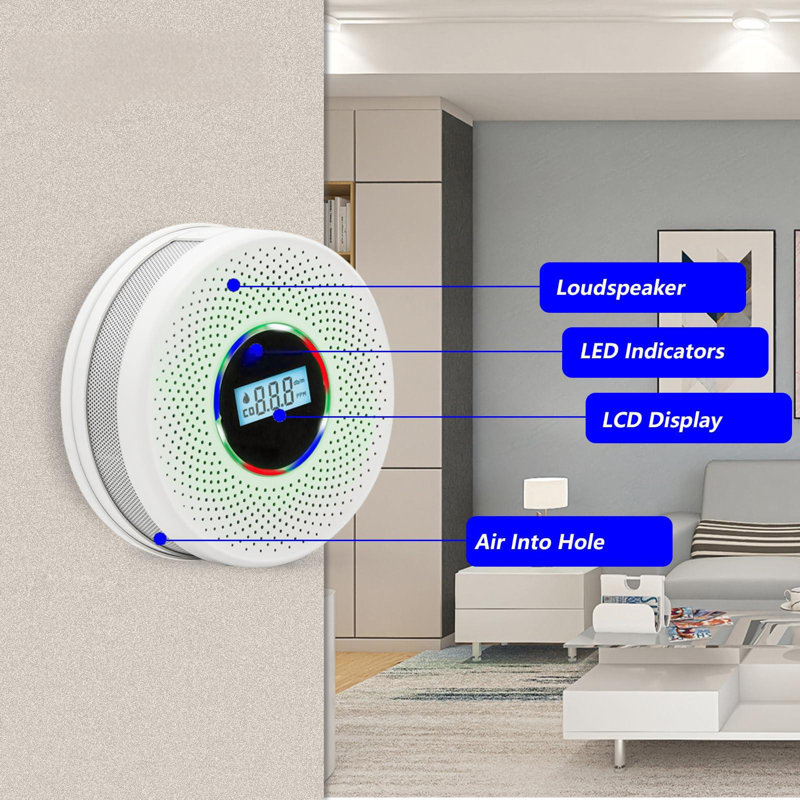 Dual Sensor Smoke Alarm&Carbon Monoxide Detector,(White/4 PCS)