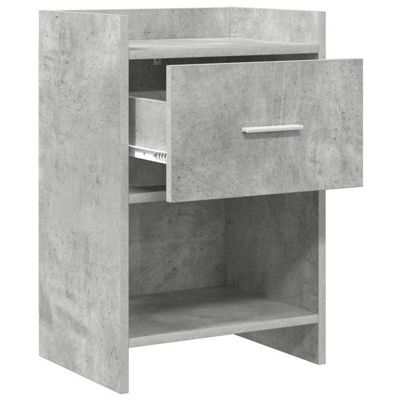 40cm W Composite Bedside Table, Concrete Grey