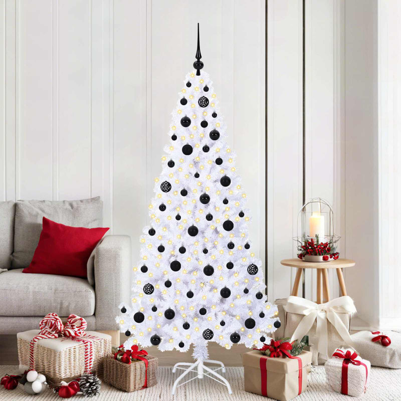 Lighted Artificial Christmas Tree, 180cm H, Black