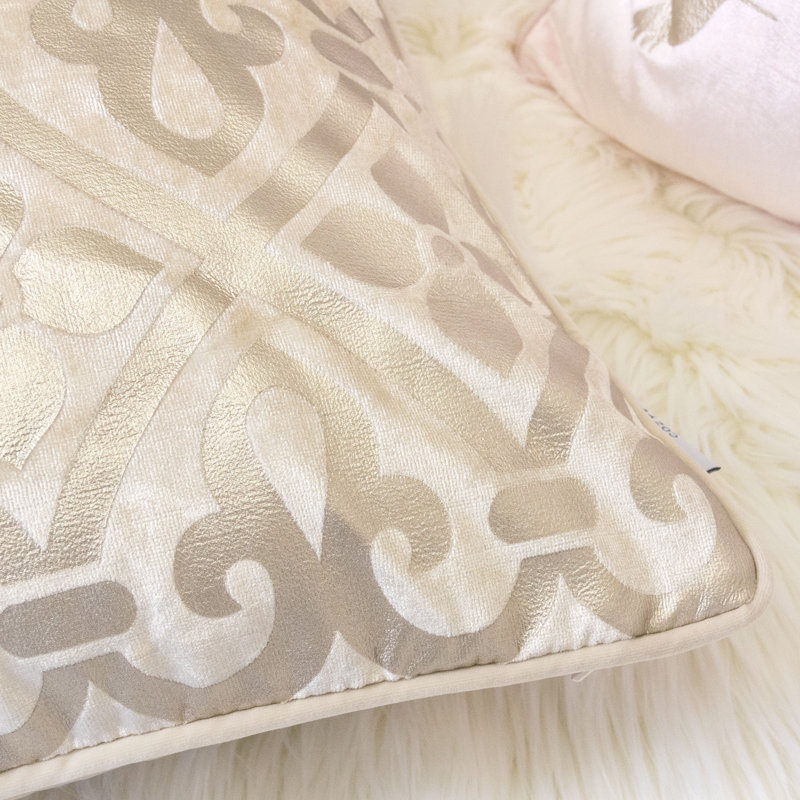 Ikat Velvet Throw Pillow, Ivory