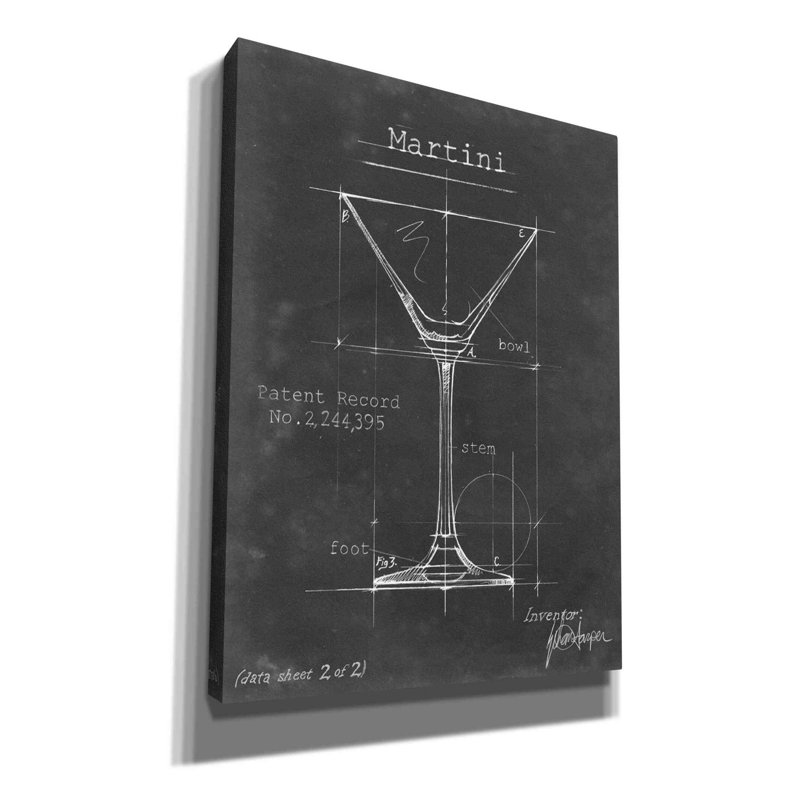 «Barware Blueprint V» par Ethan Harper, art mural sur toile, H 24 po x l 20 po x P 0,75 po