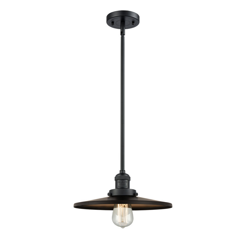 Luminaire suspendu conique à 1 lumière Rouvin, Matte Black, Noir mat, H 5,38 po x l 12 po x P 12 po