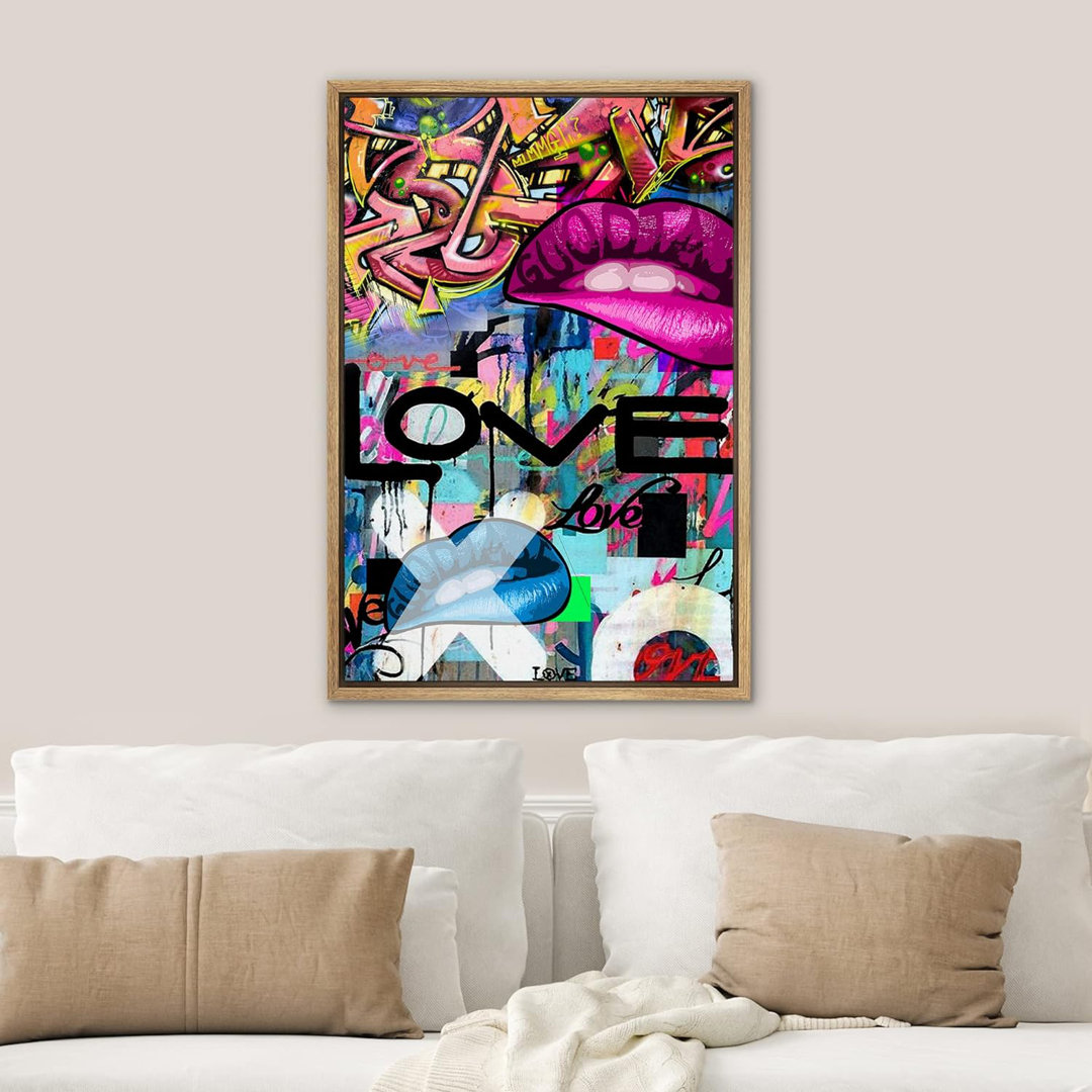 Pop Urban Street " Abstract Love And Pink Lip Graffiti & Street Art Famous People Pop Art Modern Urban Multicolor " IDEA4WALL Overall 