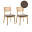 Set of 2 Dining Chairs EMBAR Wood Light Brown/ Taupe