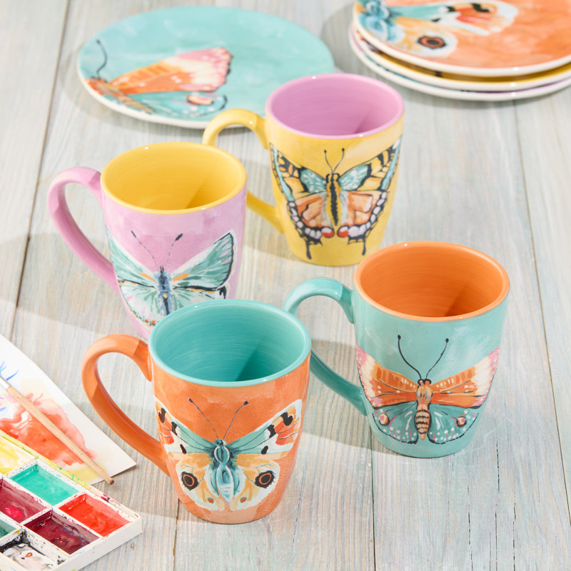 Ensemble de 4 tasses à papillons