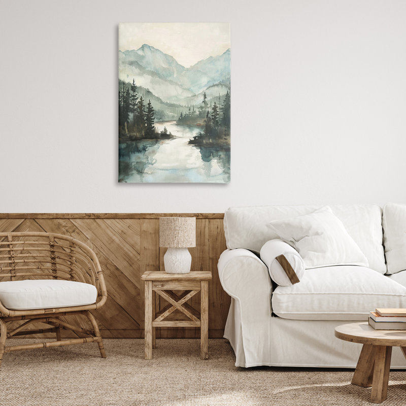  Art mural sur toile Mountain River View par LSR Design Studio, H 36 po x l 24 po