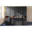 Grand lit escamotable mural avec placard, tiroirs et tablettes, placage de chêne et noir