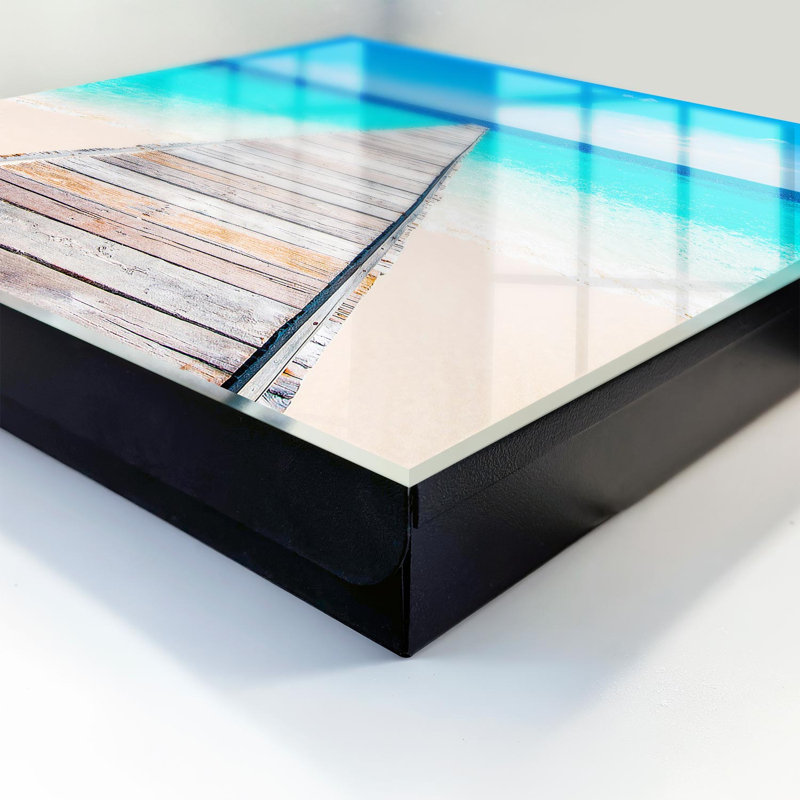 Key cabinet, Opens to the left, 30x30x5, Black, A wooden jetty against the backdrop of a turquoise ocean, 