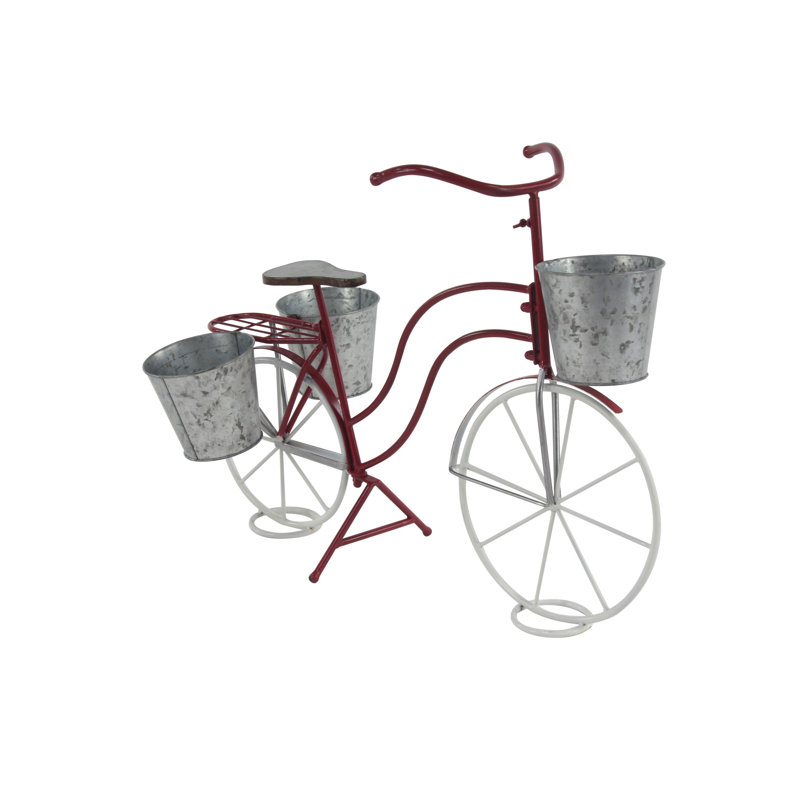 Pot à fleur en étain Sterns, H 23 po x l 31 po x P 15 po, Rouge / Mauve