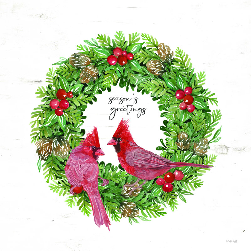 «Fraak Season's Greetings Cardinal Wreath», reproduction sur toile tendue, H 12 po x l 12 po