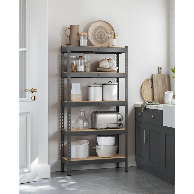 Étagères de rangement à 5 niveaux, rangement pour le garage, assemblage sans boulon, étagère ajustable, sous-sol pour la remise d'étude, UGLR300G01