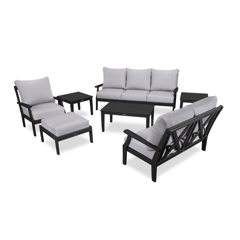 Ensemble de conversation à assise profonde 7 pièces Braxton, Granite, Noir