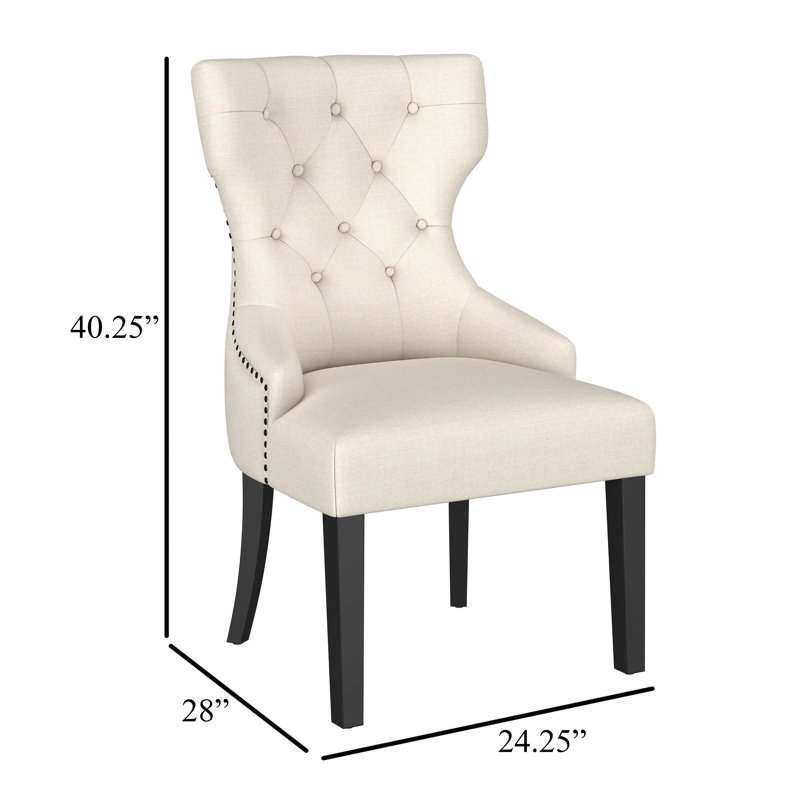 Crisha Fabric Upholstered Dining Side Chair Beige and Black, Beige Polyester , Black