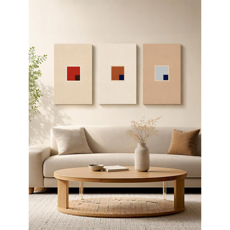 Ensemble de 3 reproductions d'art sur toile Mid-Century Modern Bauhaus, H 16 po x l 36 po