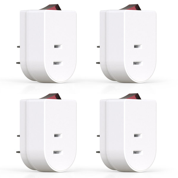 ELEGRP 3 Prong Grounded Adapter Outlet With Red Indicator On/Off Switch ...