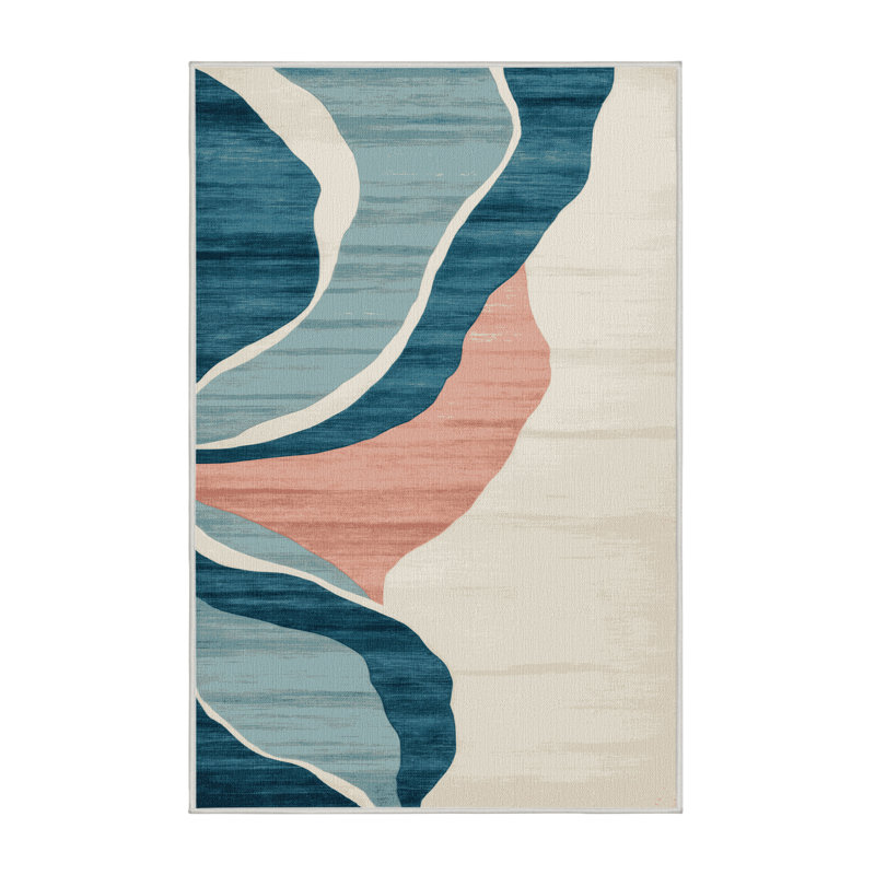 Tapis beige lavable à la machine, Rectangulaire 7 pi x 10 pi