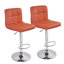 Ensemble de 2 tabourets de bar modernes en cuir de 16,14 po, chaises de bar pivotantes réglables avec repose-pieds et base chromée, siège et dossier rembourrés doux, tabourets de comptoir réglables en hauteur pour îlot de cuisine, bar, café