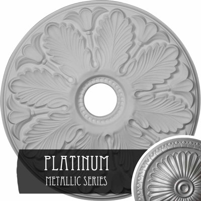 Endurathane Milan Ceiling Medallion, 24 1/2"OD x 3 1/2"ID x 1"P (Fits Canopies up to 4 5/8"), Hand-Painted Platinum Finish
