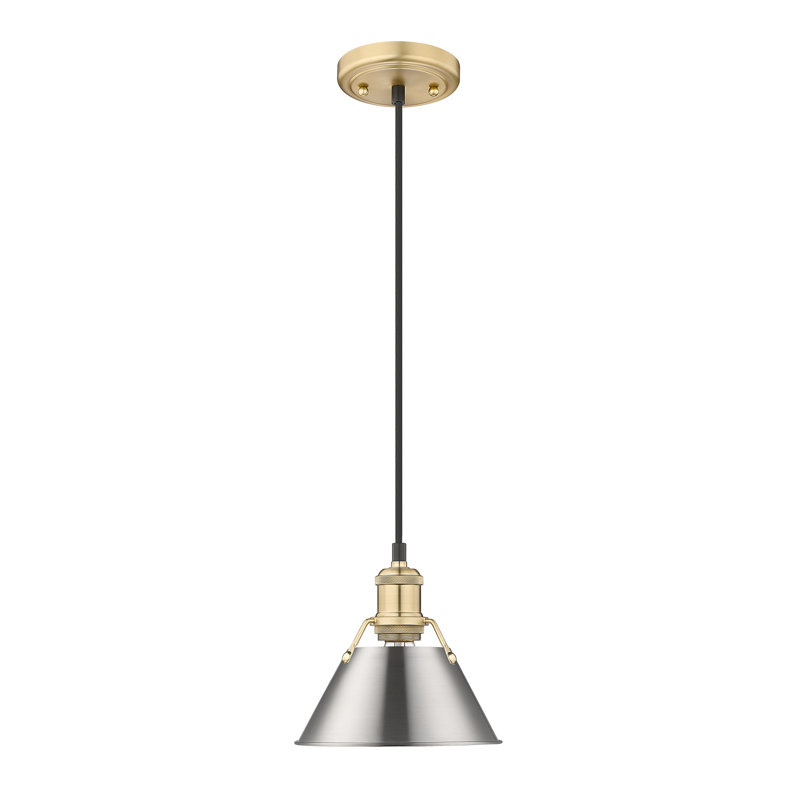 Luminaire suspendu conique à 1 lumière Weatherford, Étain, Bronze champagne brossé, H 129 po x l 7,5 po x P 7,5 po