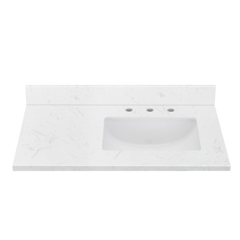 Engineered Stone Single Bathroom Vanity Top With Right Offset Sink